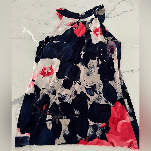 INC International Concepts Pink & Blue Floral Keyhole Top NWT Size Small - Picture 3 of 3